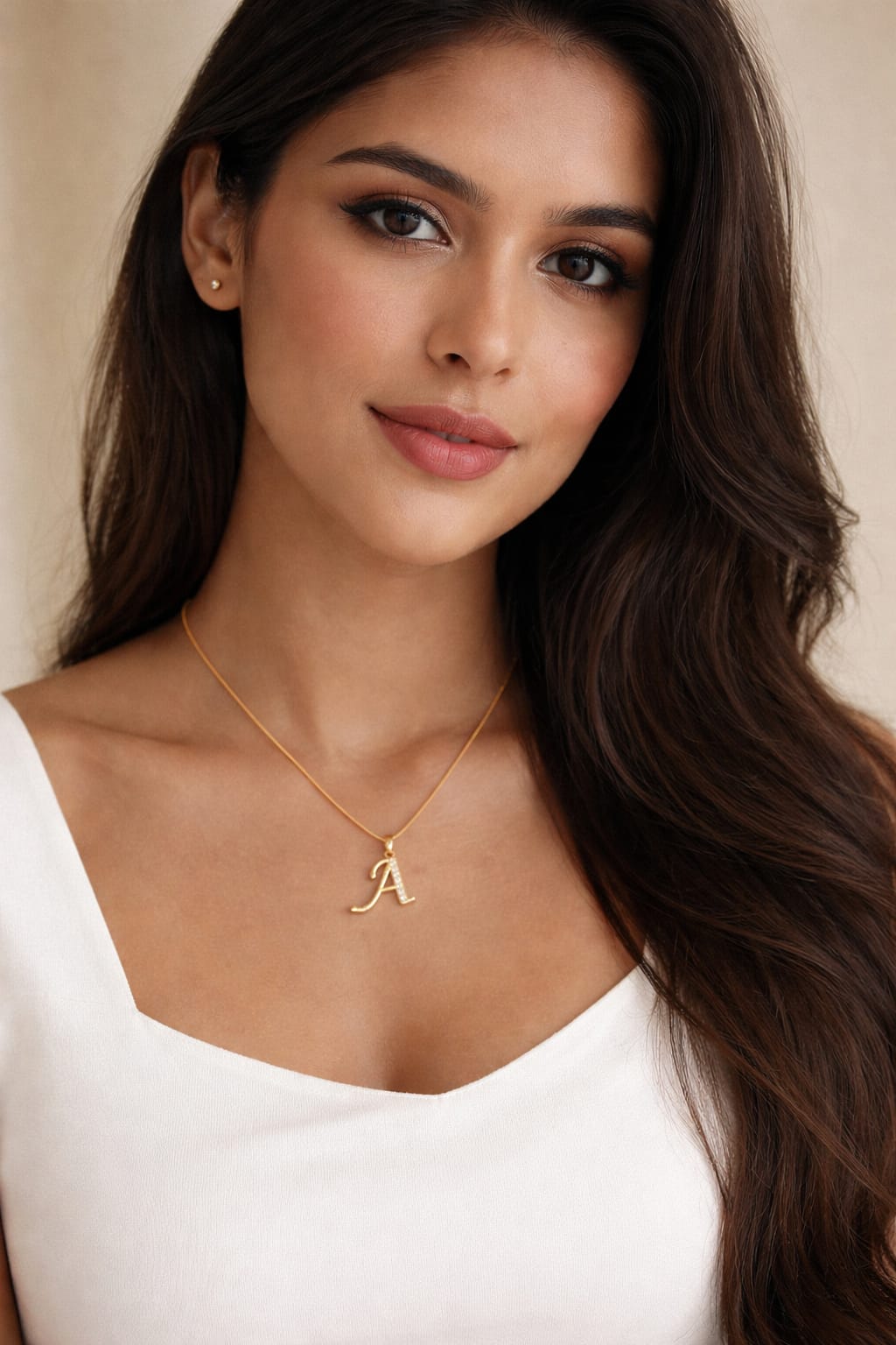 Mrigangi Gold Plated Initial Alphabet Necklace (Waterproof & Anti-Tarnish)