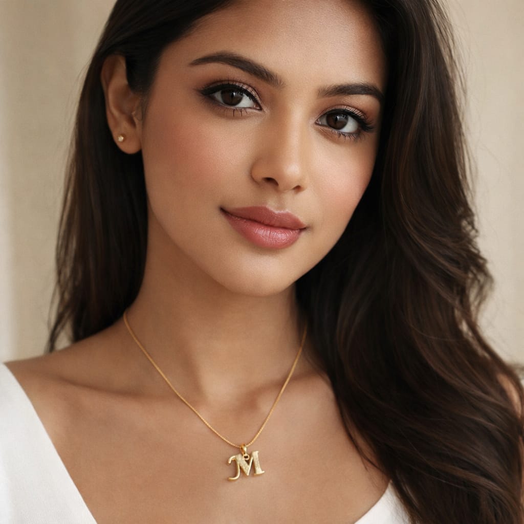 Mrigangi Gold Plated Initial Alphabet Necklace (Waterproof & Anti-Tarnish)