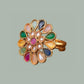 Multicolor Floral Cocktail Ring – Gold Plated Statement Ring