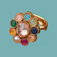 Gold & Multicolor Ethnic Adjustable Ring For Women (Skin Safe)