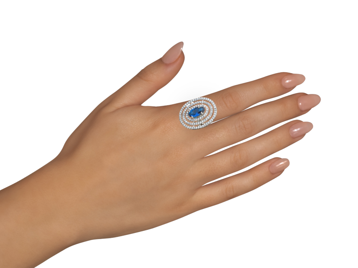 Elegant Oval Ruby Red Stone Ring with CZ  – Adjustable Silver Finish