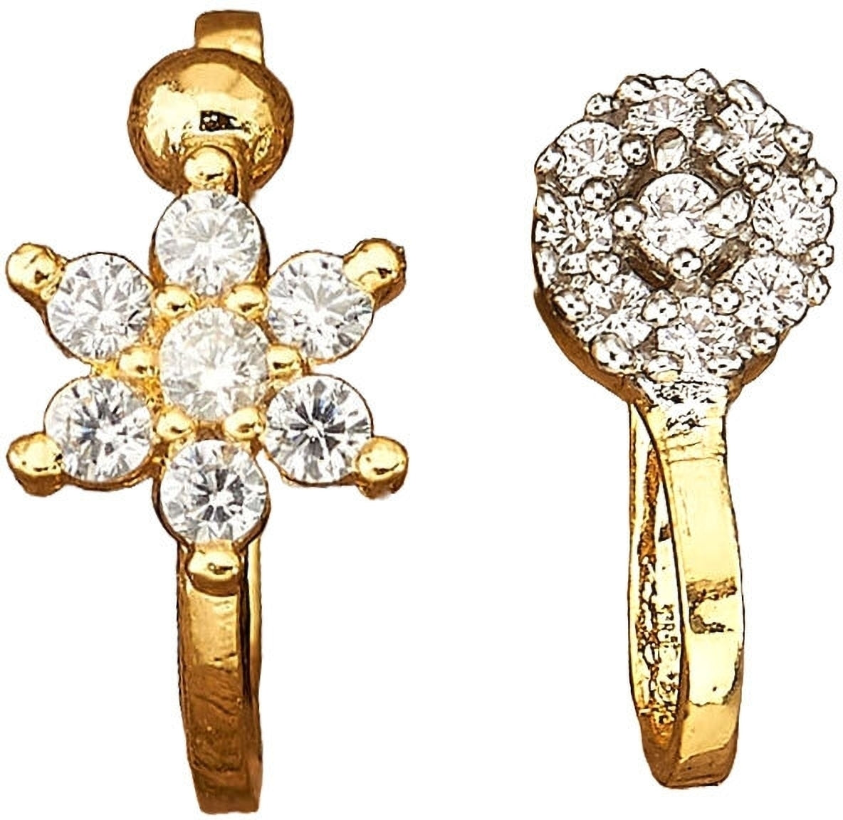 Gold Alloy Ethnic Nose Stud Set Nosepin For Women (Skin Safe)