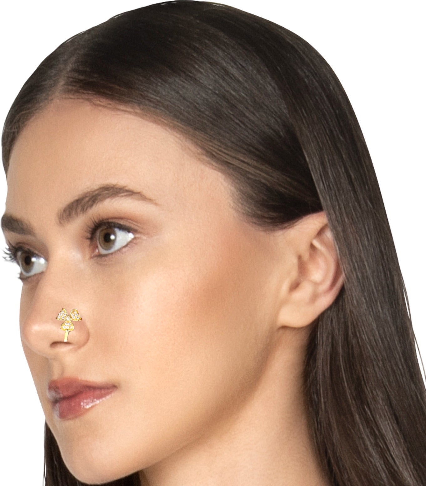 Gold Alloy Ethnic Nose Stud Set Nosepin For Women (Skin Safe)