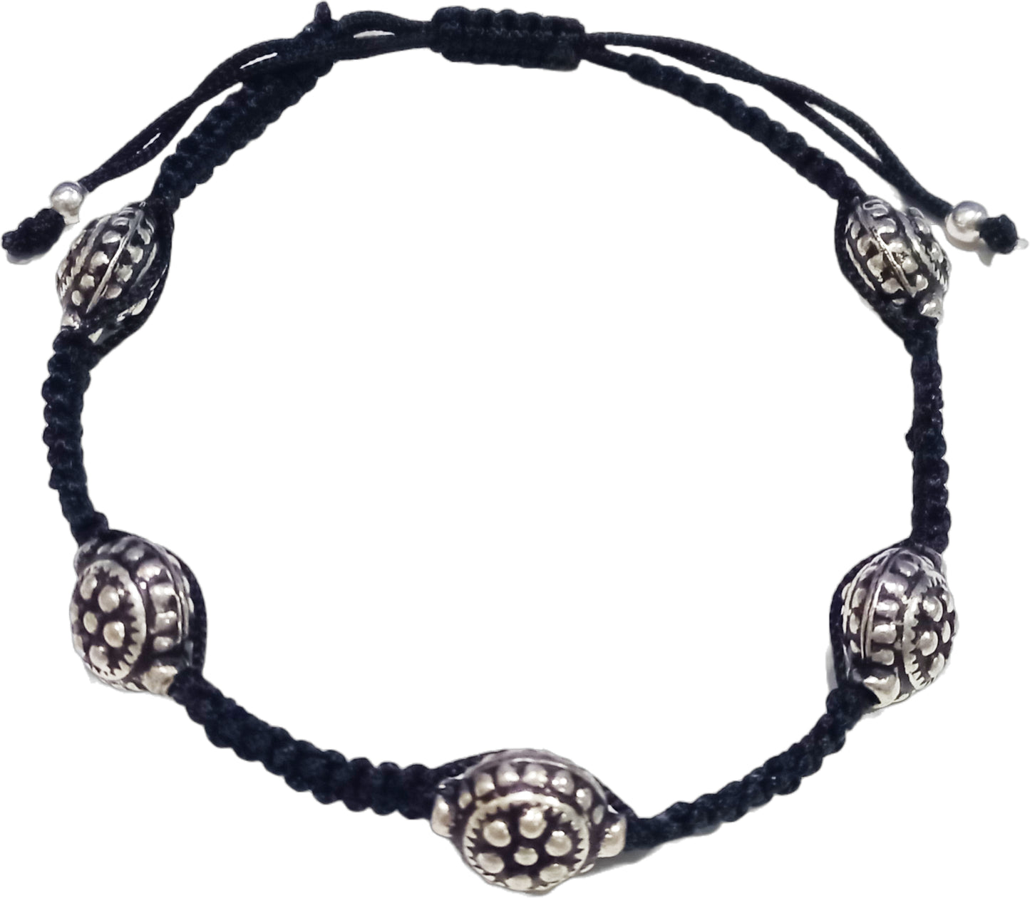 Silver Cotton Dori Contemporary S-Hook Anklet For Women (Skin Safe)