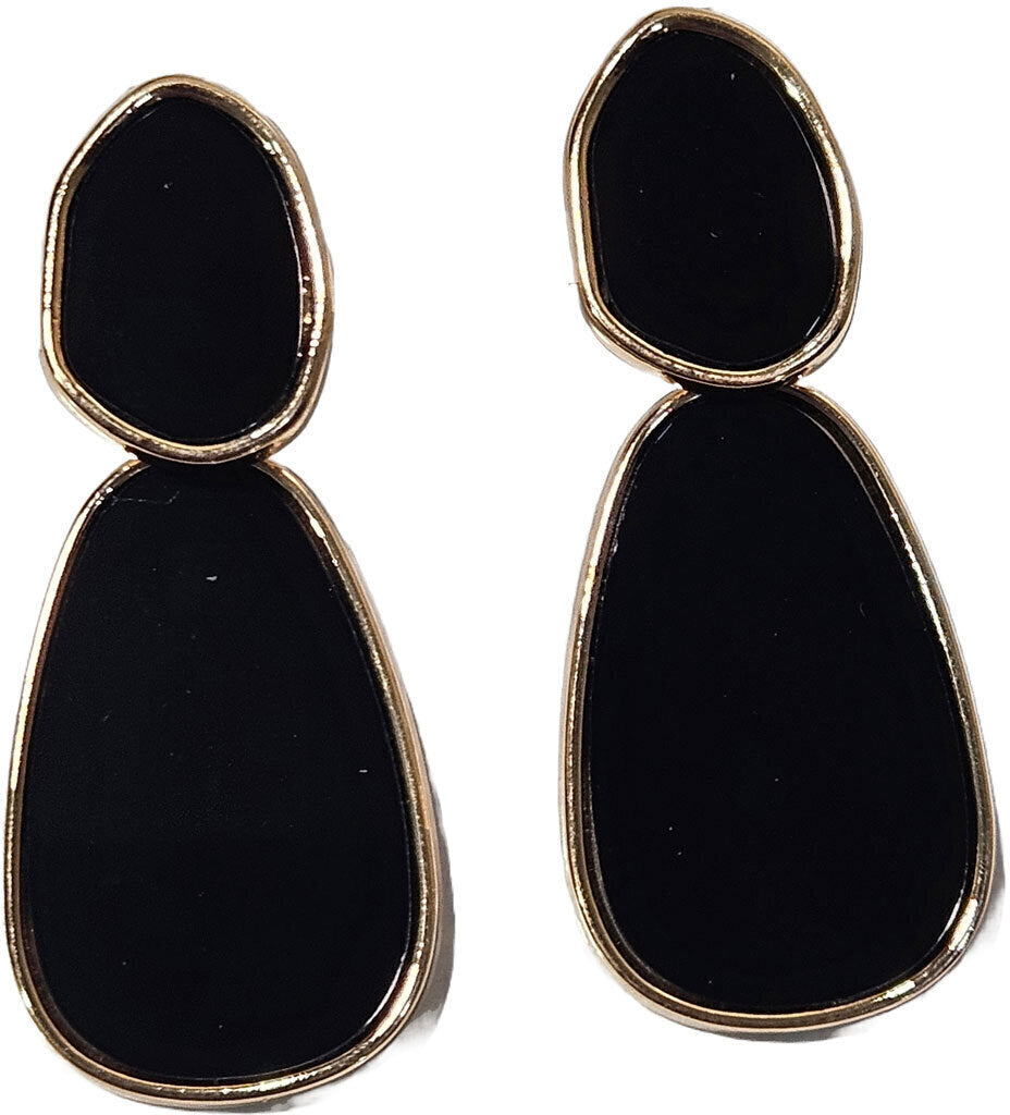 Black & Gold Metal Push Back Contemporary Stud Earring For Women (Skin Safe)