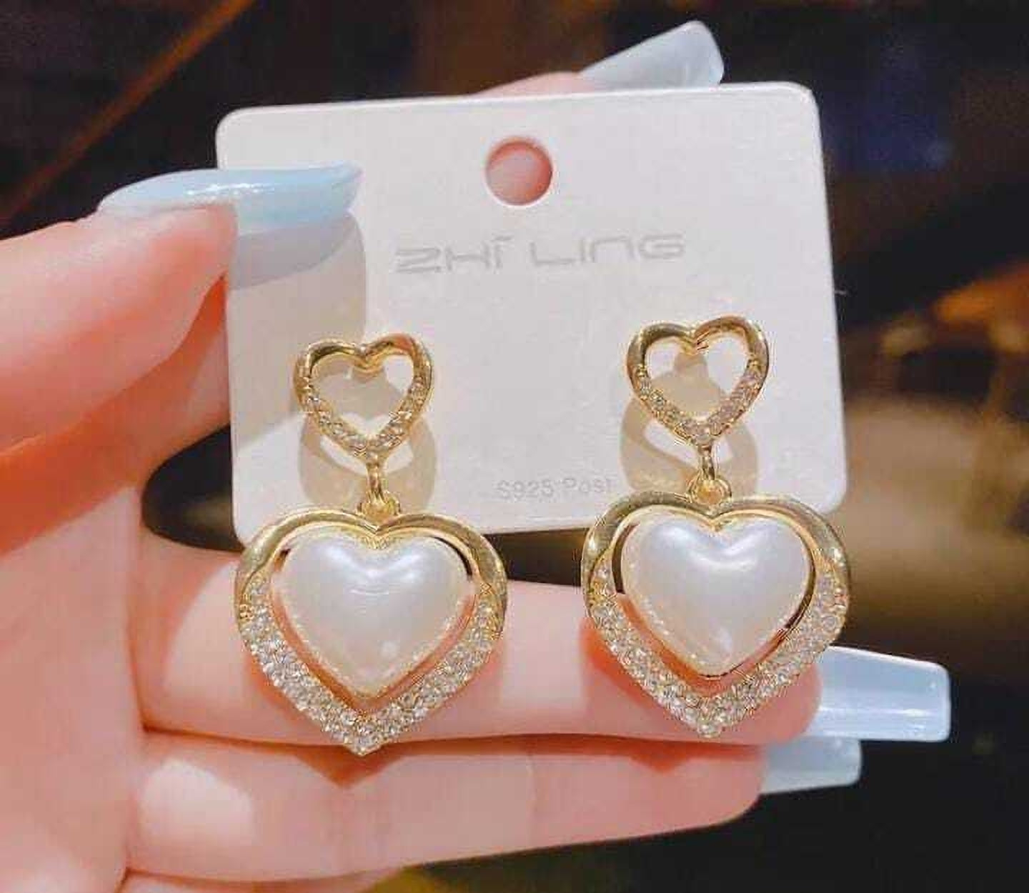 Golden Heart Shape Earring For Women | Push And Pull Ethnic Stud Earring (Skin Safe)