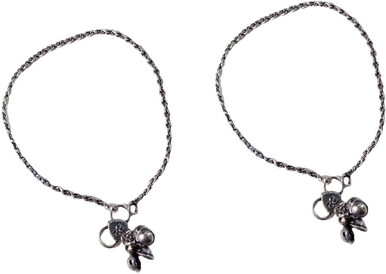 Silver Brass Contemporary S-Hook Anklet For Women (Skin Safe)