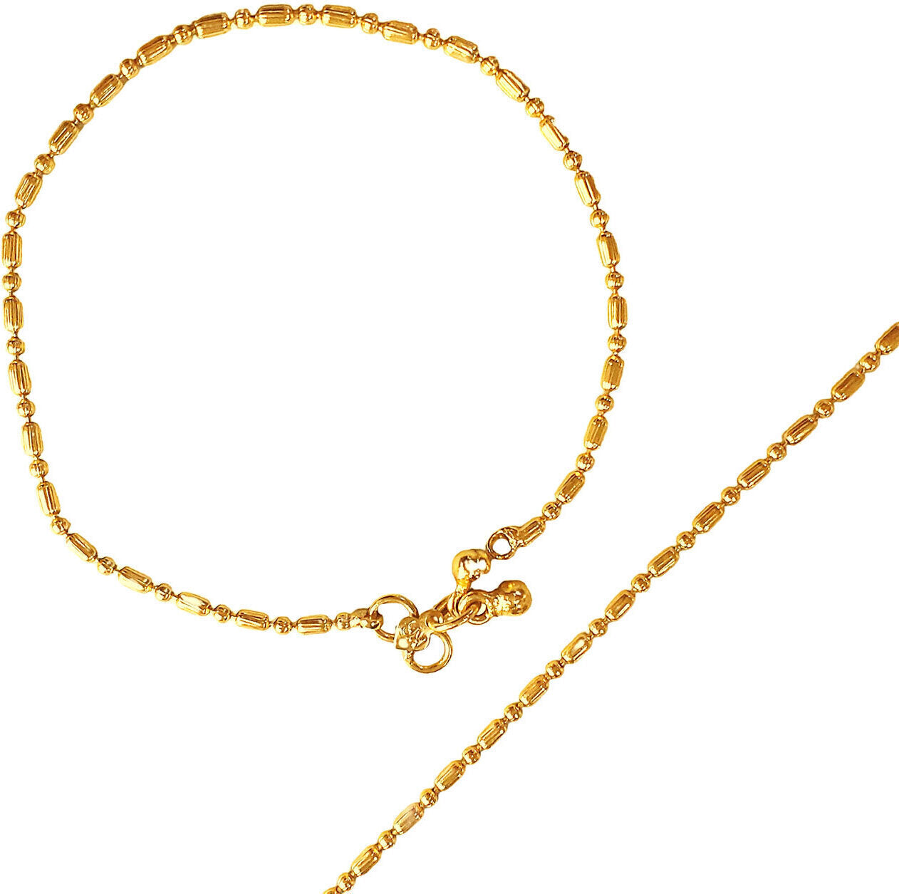 Gold Alloy Ethnic S-Hook Anklet For Women (Skin Safe)