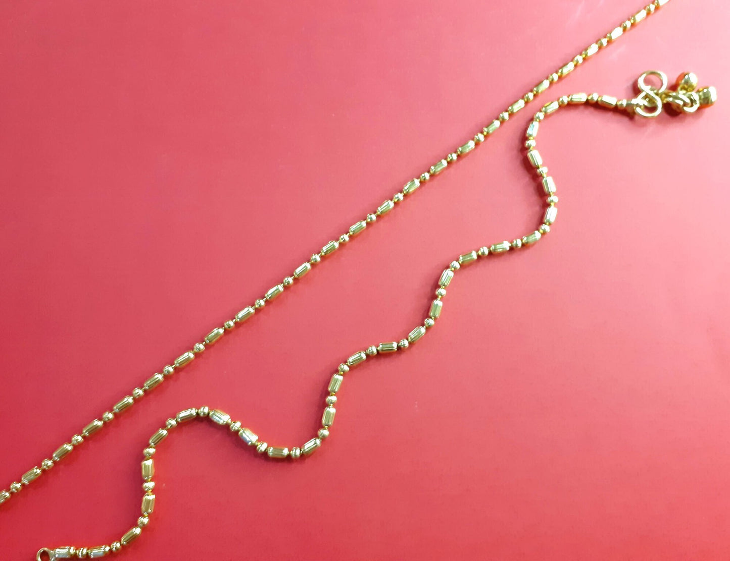 Gold Alloy Ethnic S-Hook Anklet For Women (Skin Safe)