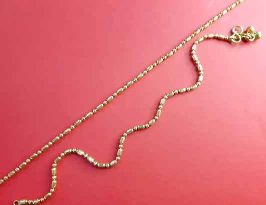 Gold Alloy Ethnic S-Hook Anklet For Women (Skin Safe)