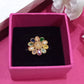 Gold & Multicolor Alloy Comfort Ethnic Ring For Women (Skin Safe)