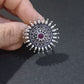 Silver & Maroon Alloy & Brass Regular Ethnic Ring For Women (Skin Safe)