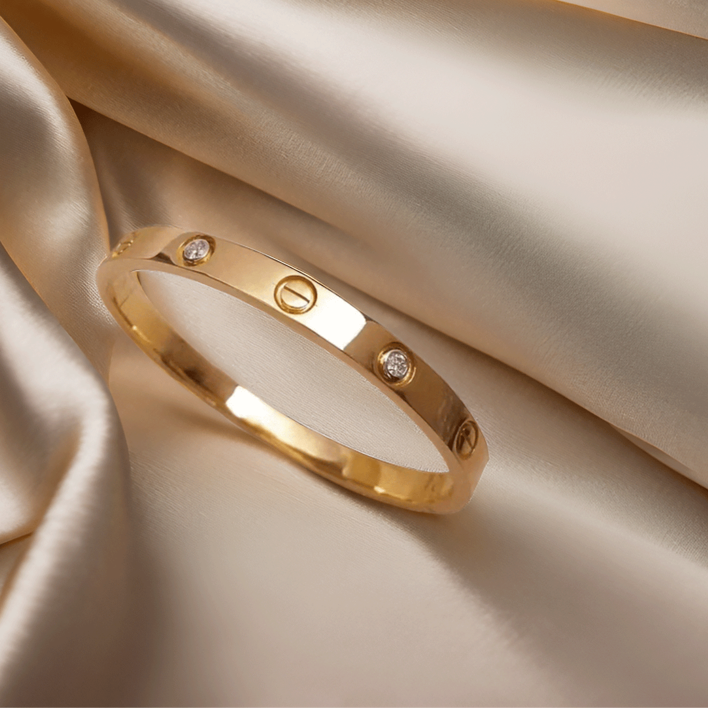 Gold Plated Diamond Studded Bracelet |   Waterproof Openable Cuff Bracelet (Skin Safe)