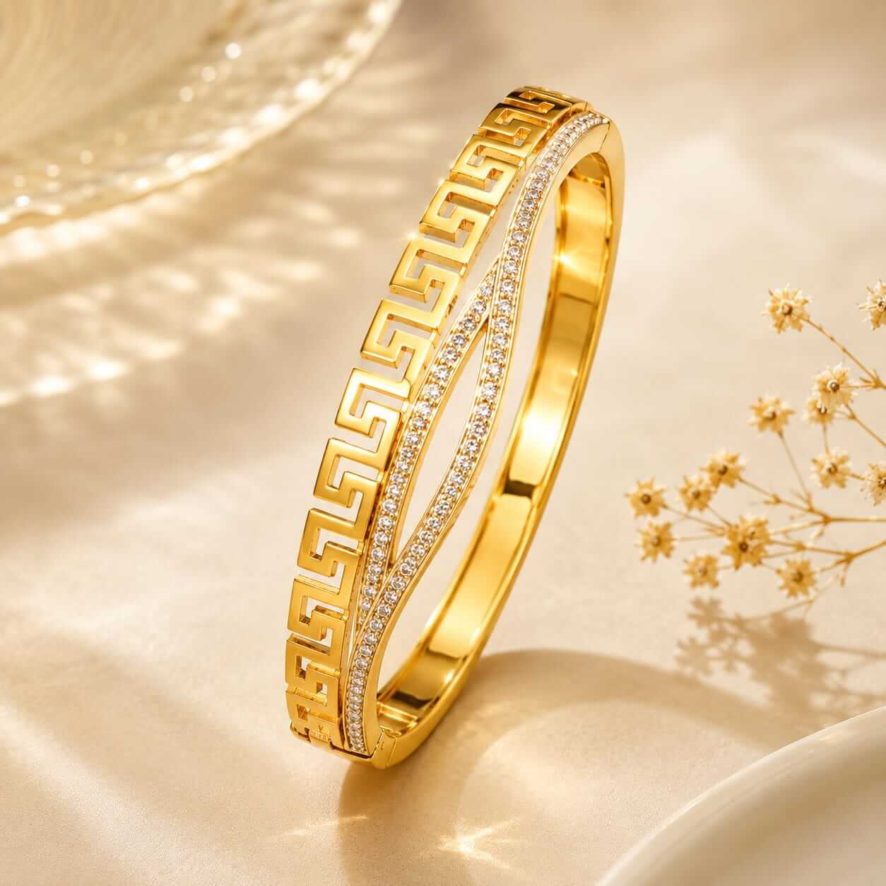 Mrigangi Petite Greek Key Luxe Gold Bracelet