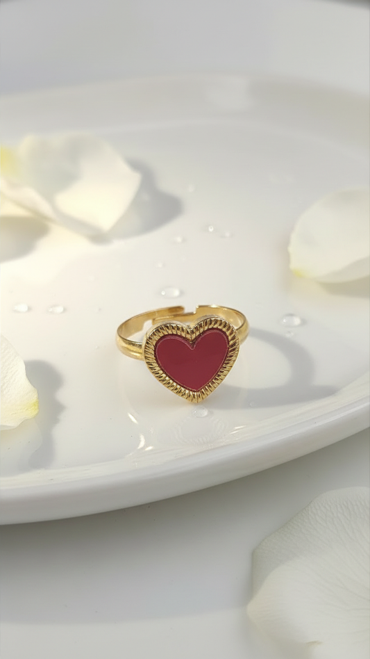 Ruby Heart Gold Ring
