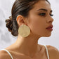 Oversized Premium Round Golden Stud Earring (Skin Safe)