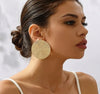 Oversized Premium Round Golden Stud Earring (Skin Safe)