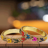 Multicolour Floral Beaded Bangles – Festive Ethnic Bangle Set (Set of 2)