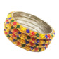 Multicolour Beaded Gold-Tone Bangle Set for Women (Pack of 4)