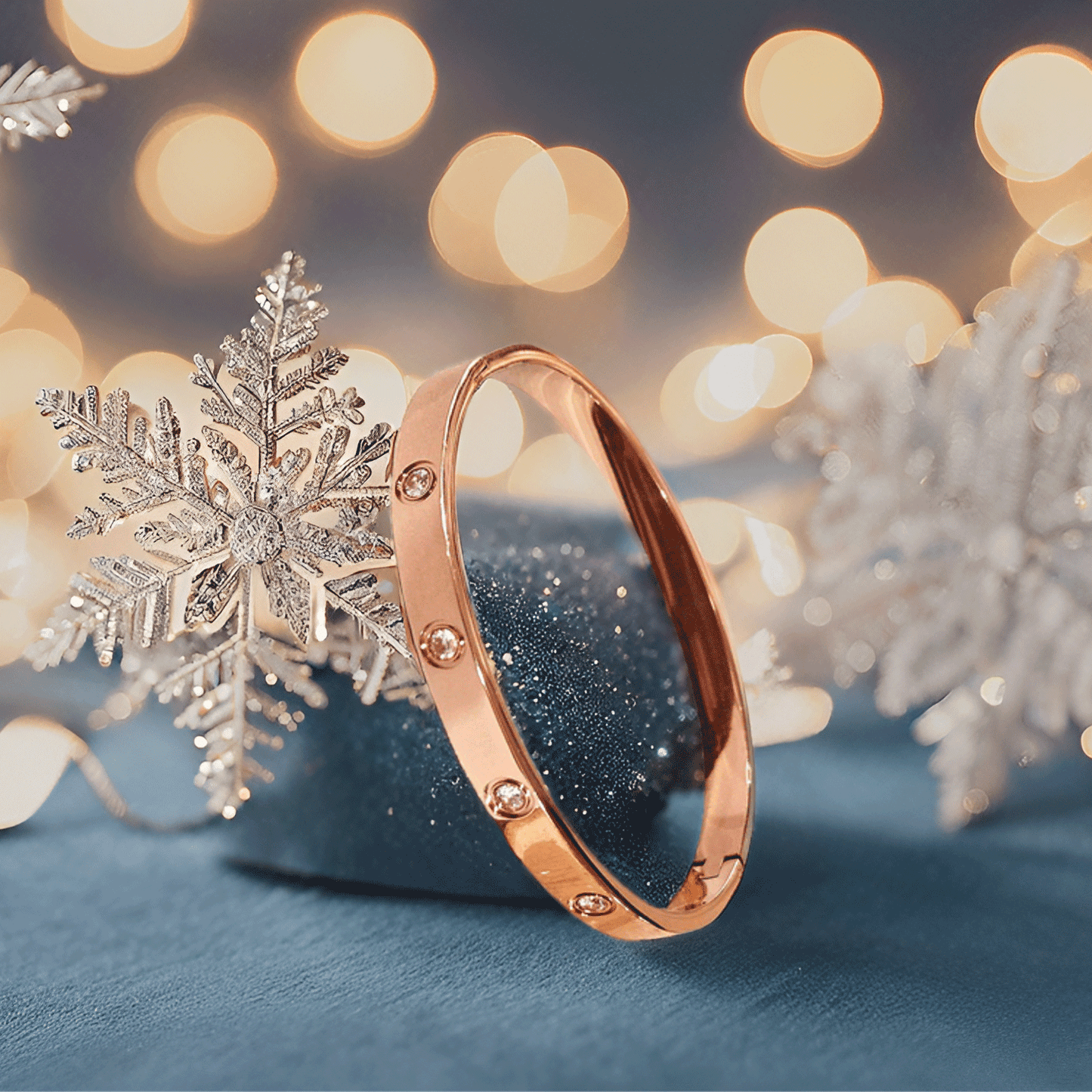 Gold Plated Diamond Studded Bracelet | Waterproof Openable Cuff Bracelet (Skin Safe)