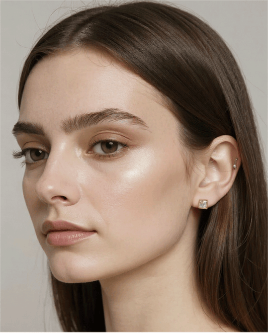 Mini Square Crystal Gold-Plated Stud Earrings for Women