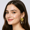 Gold Plated Statement Leaf Earrings with Pearl Drops