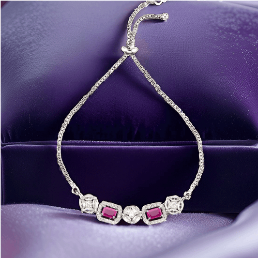 Ruby Elegance Adjustable Chain Bracelet