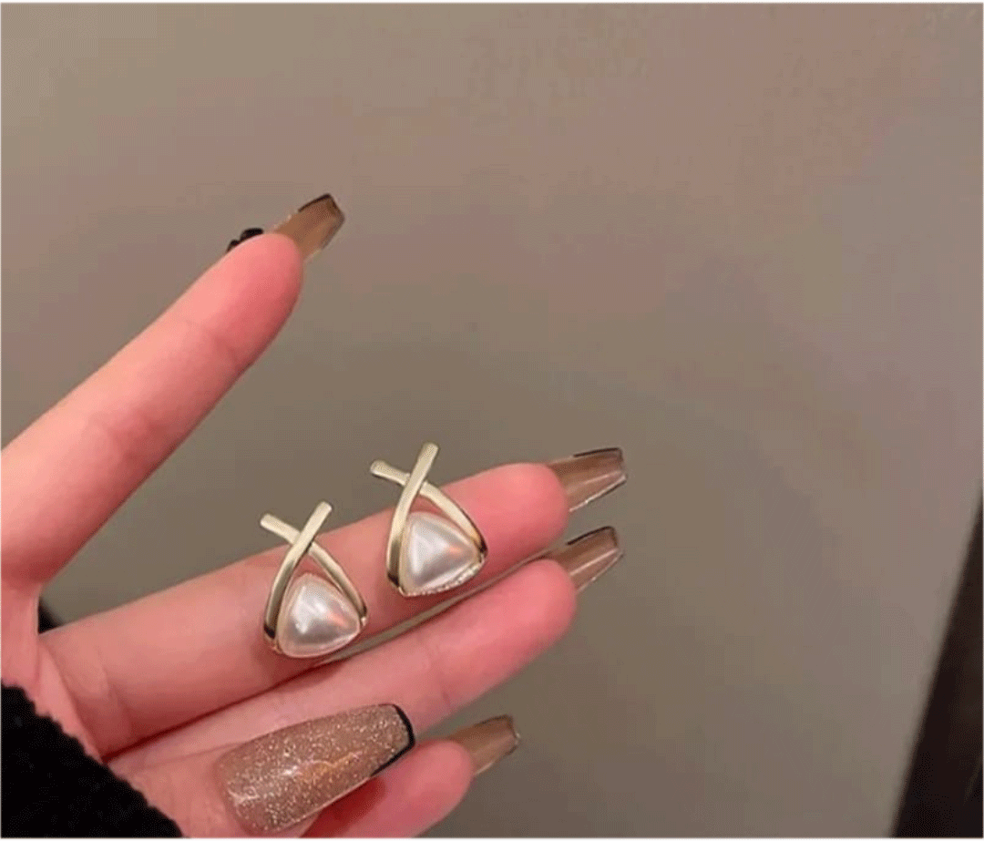 Gold Pearl Teardrop Stud Earrings for Women