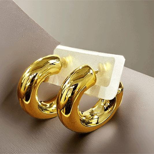 Gold Plated Chunky C Hoop Earrings for Women