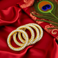 Golden & White Pearl Metal Bangles Pack of 4 For Women (Skin Safe)