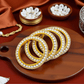 Golden & White Pearl Metal Bangles Pack of 4 For Women (Skin Safe)