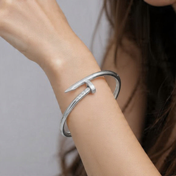 Nail Silver Plated Bracelet -   Anti Tarnish Waterproof Jewellery (Skin Safe)