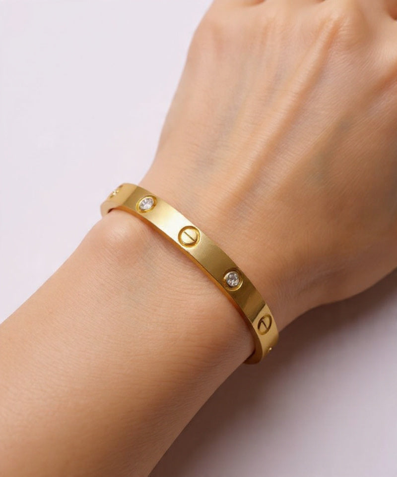 Gold-Tone Evil Eye Bracelet & Crystal Studded Bangle Combo Set