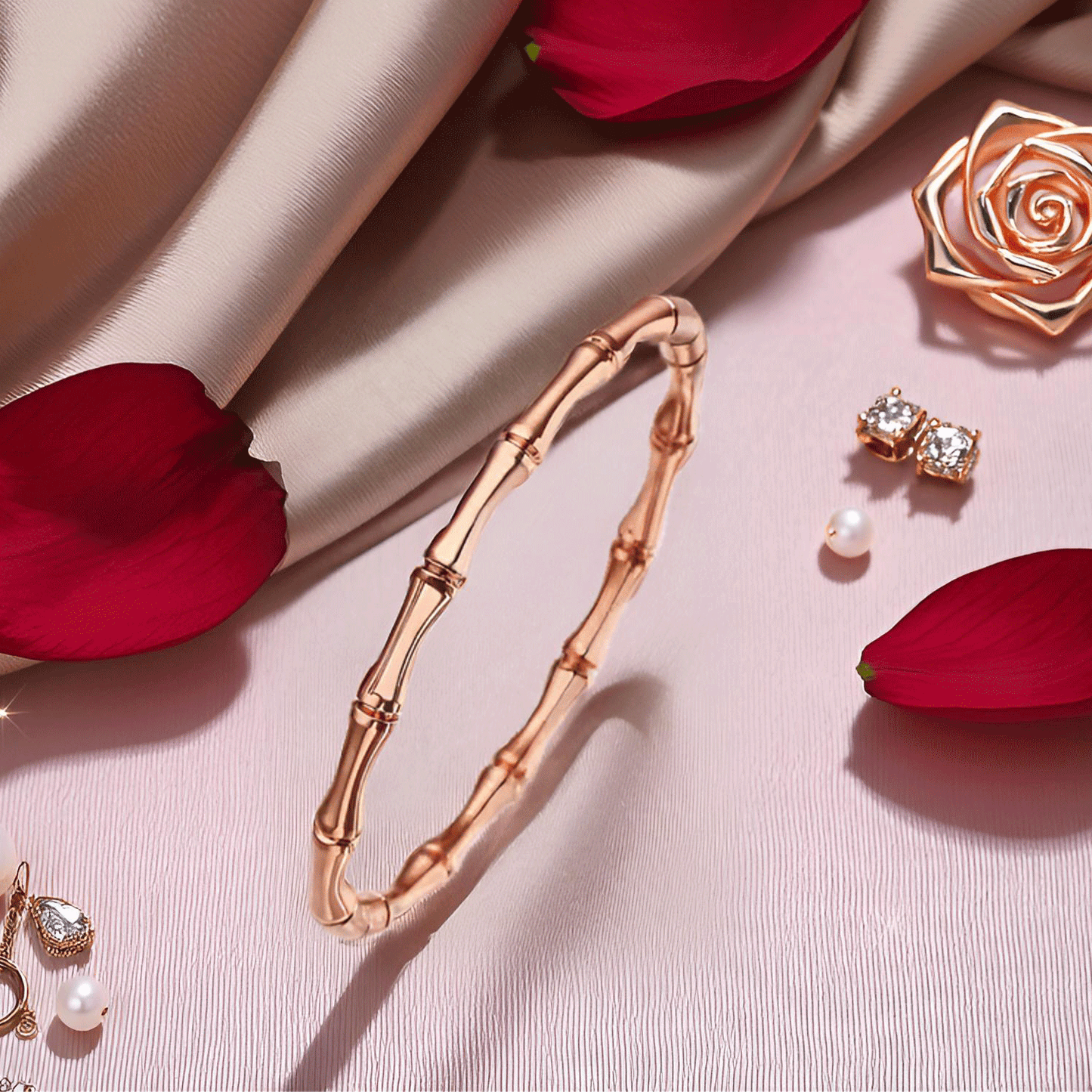 Rose Gold Plated Openable Anti Tarnish Bamboo Bracelet