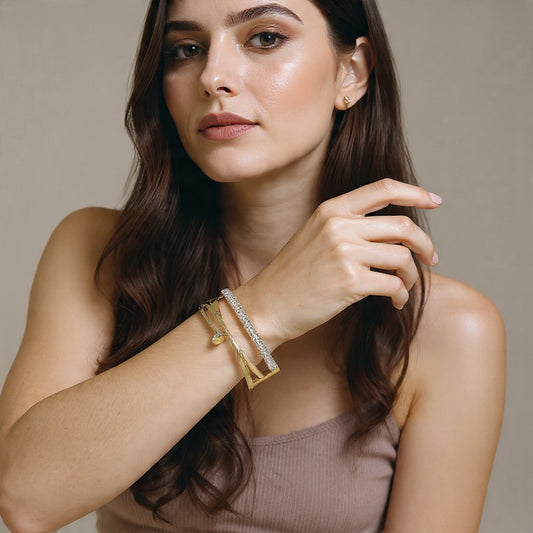 Celestia Nail Luxe Bracelet – Gold Plated Crystal Cuff