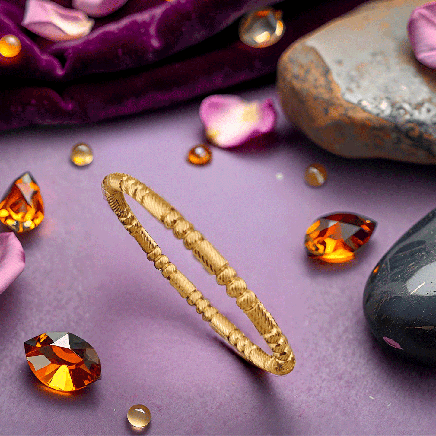 Gold Plated Anti Tarnish Openable Bamboo Bracelet (Skin Safe)