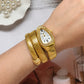 Gold-Plated Snake Watch with Spiral Bracelet