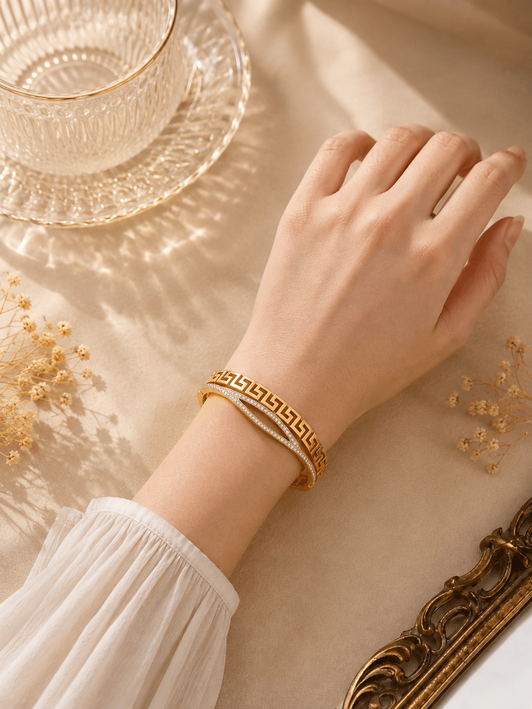 Mrigangi Petite Greek Key Luxe Gold Bracelet
