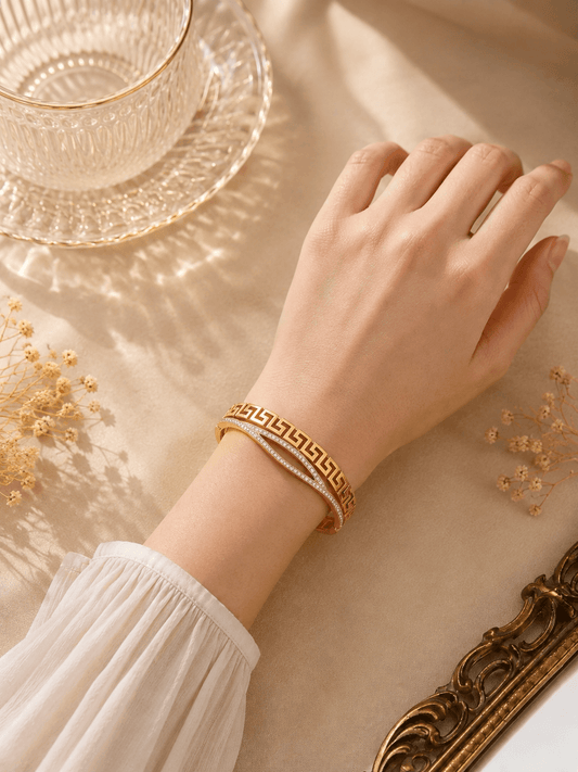 Mrigangi Greek Key Luxe Gold Bracelet
