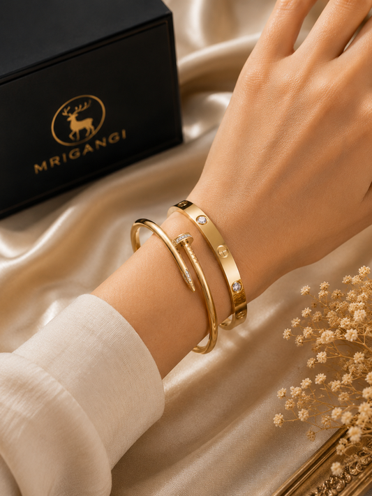 Luxury Bracelet Combo – Nail & Crystal Screw Bracelet (2 Pcs Set)