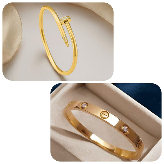 Luxury Bracelet Combo – Nail & Crystal Screw Bracelet (2 Pcs Set)