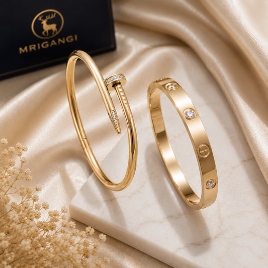 Luxury Bracelet Combo – Nail & Crystal Screw Bracelet (2 Pcs Set)