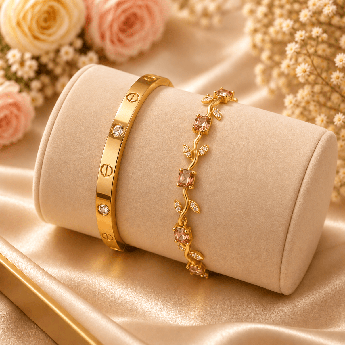 Luxury Gold and Golden Tulip Bracelet - Pack of 2