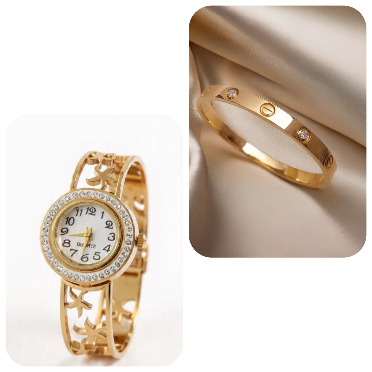 Luxury Watch & Screw Bracelet Combo for Women (2 Pcs Set)