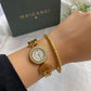 Combo Pack - Gold Bracelet Watch + Textured Designer Bracelet for Women