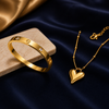 Golden Heart Necklace and Luxury Gold Bracelet Combo Set