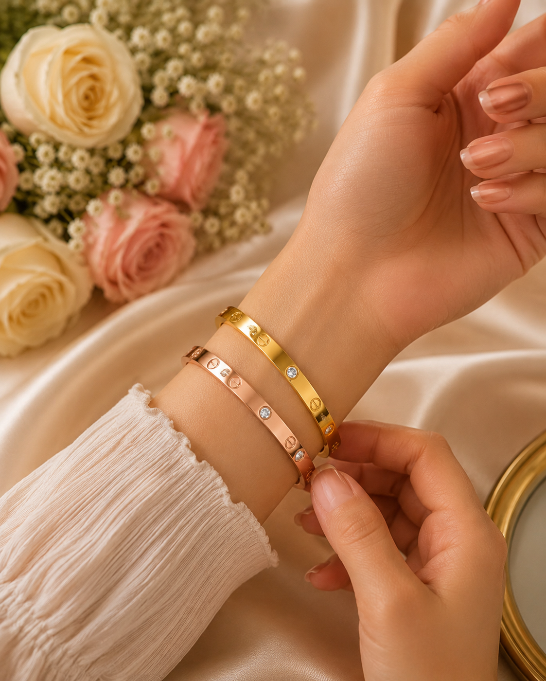 Gold & Rose Gold Luxury Bracelet Combo (Set of 2)