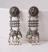 Oxidised Silver Elephant Motif Earrings with Pearl Drops