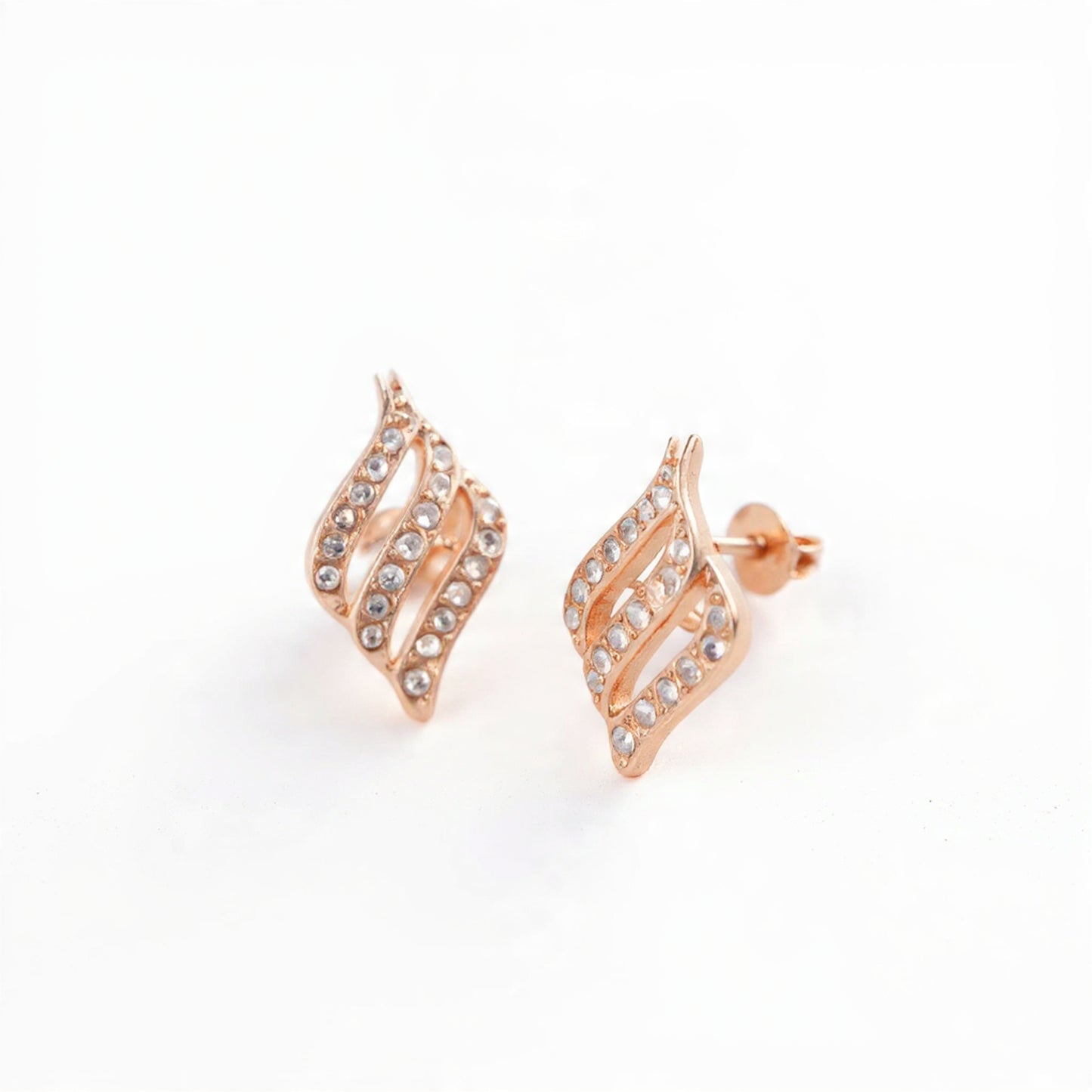 Rose Gold Crystal Stud Earrings for Women