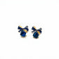 Royal Blue Crystal Bow Stud Mini Earrings for Women